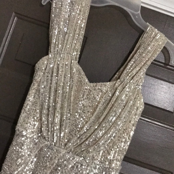 Silver Sequin Fashionova dress size medium. - Picture 4 of 7